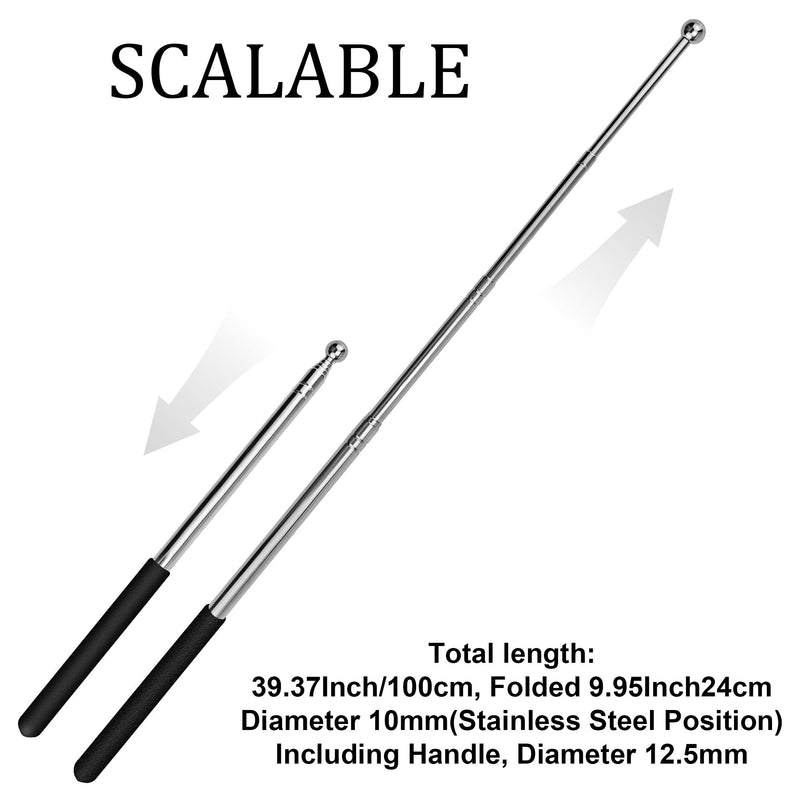 2 Pack Retractable Teacher Pointer Stick, Telescopic & Extendable Whiteboard Pointer for Classroom, Presentations, Kindergarten, Durable Teacher Pointer Stick (Black) 2 Black