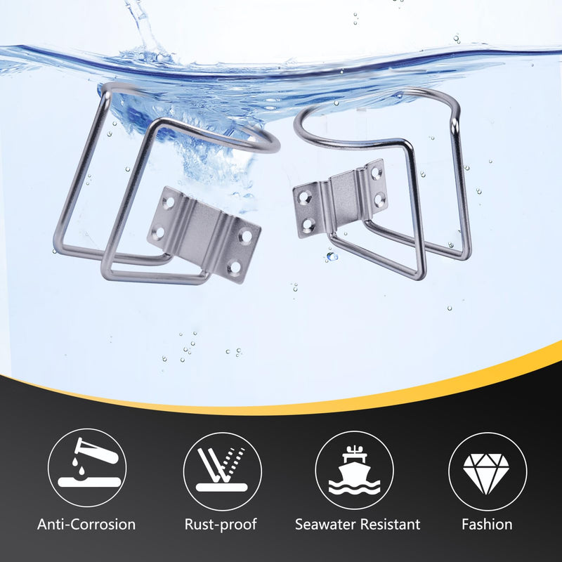 4 pcs Boat Cup Holder,Stainless Steel Universal Drink Holders,Suitable for Boat,Truck,RV,Tractor,Outdoor Wooden Swing. (Silver) Silver
