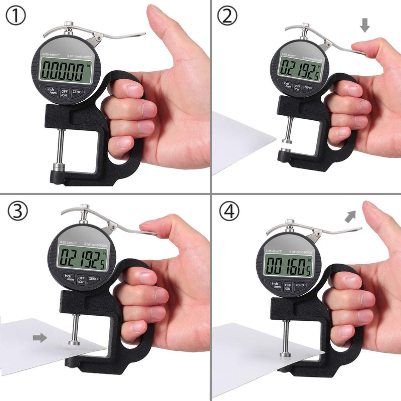 Neoteck Portable Digital Thickness Gauge 0-25.4mm Measuring Range 0.001/0.00005'' Electronic Micrometer Inch/Metric Electronic Percentage Thickness Gauge with Precise LCD Display