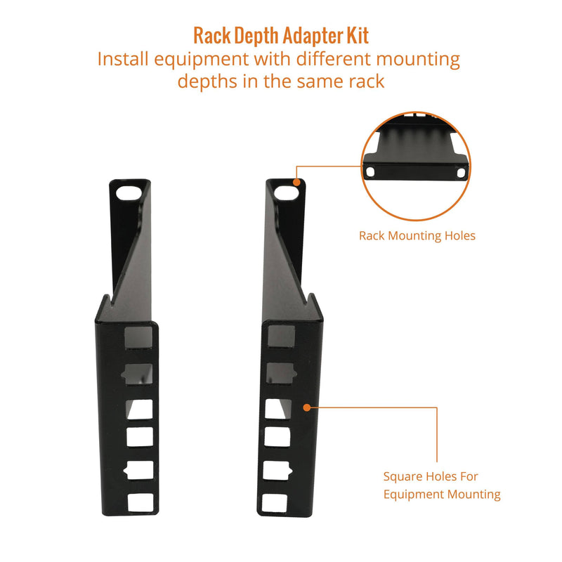Tecmojo Server Rack Depth Extender - 2U - 4inch Depth - TAA Compliant - Recessed Rack Adapter - Rack Mount Adapter Kit - Network Rack Extender 2U/4"
