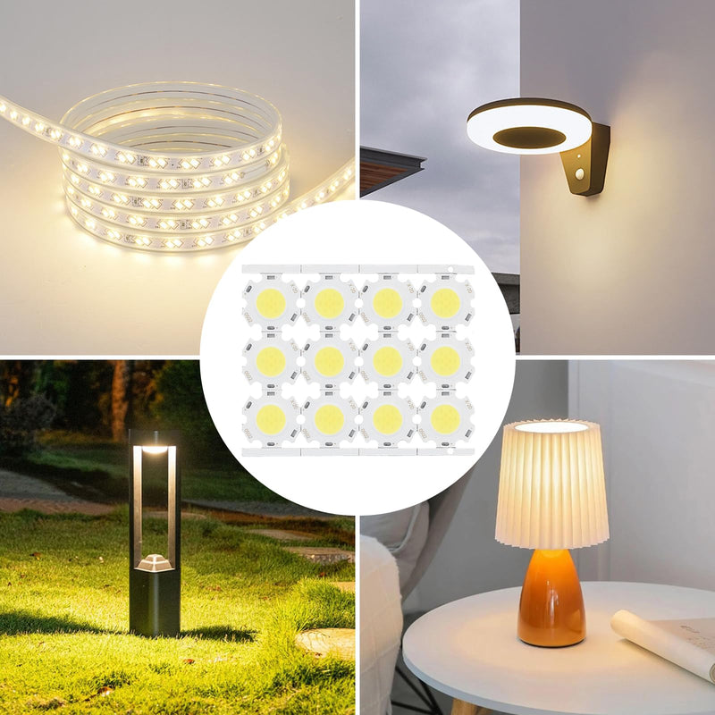 GAESHOW 12pcs LED Chips COB Light Emitter Component 5W 15-17V for DIY Spotlights Downlight Ceiling Light (White) White