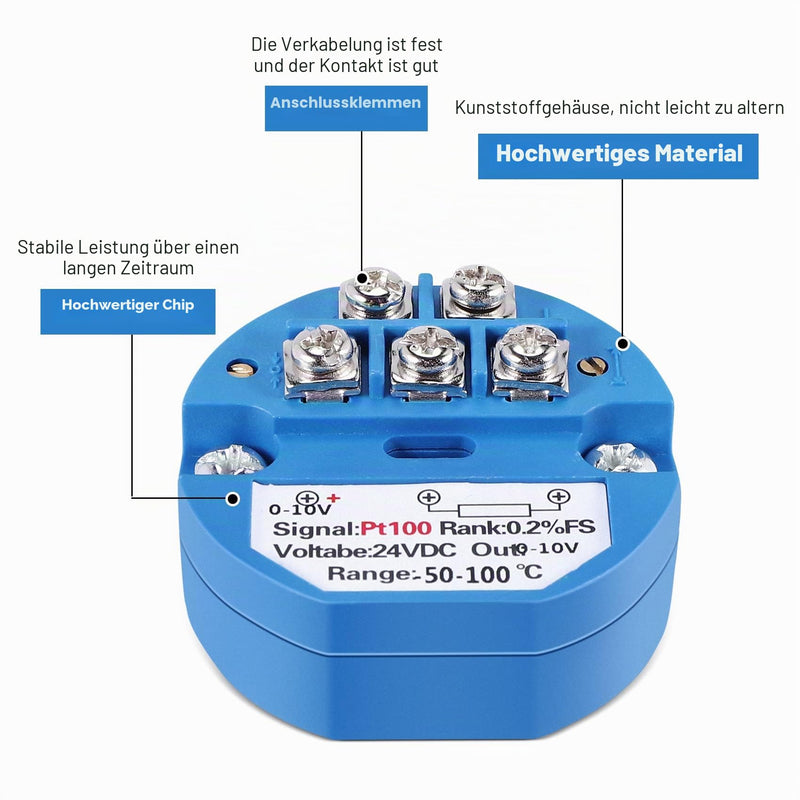 RTD PT100 Temperature Transmitter DC24V Minus 50~100 Degrees Output 0-10V
