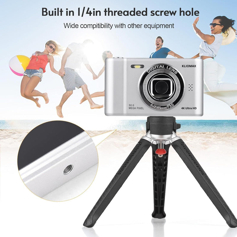 4K Digital Camera, FHD 1080P Kids Camera, 50MP Point and Shoot Camera with 16X Zoom Anti Shake, Compact Portable Small Camera for Girls Boys Teen Student with 32GB Micro SD Card, 1x Batteries Silver
