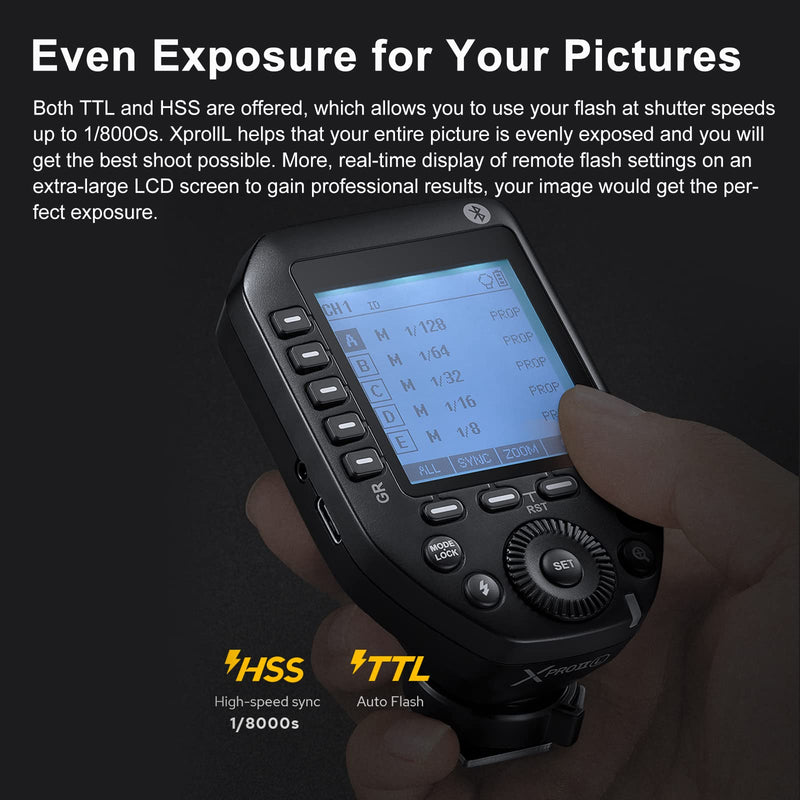 Godox XproII-N TTL Wireless Flash Trigger Transmitter for Nikon [Upgraded] Bluetooth /2.4GHz Wireless Remote/APP Intuitive Operation/Metal hot Shoes