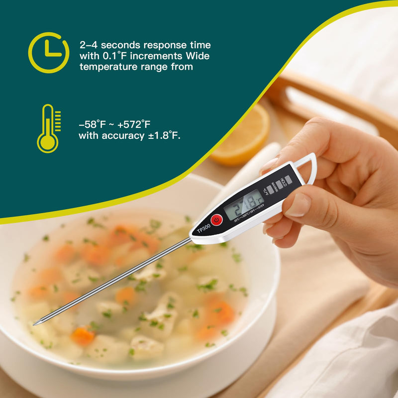 6 Set Waterproof Food Thermometer for Water, Liquid, Candle and Cooking Digital Meat Thermometer with Long Probe Instant Read for Kitchen BBQ Grill Candy (Black,White,Red) 6 Black, White, Red