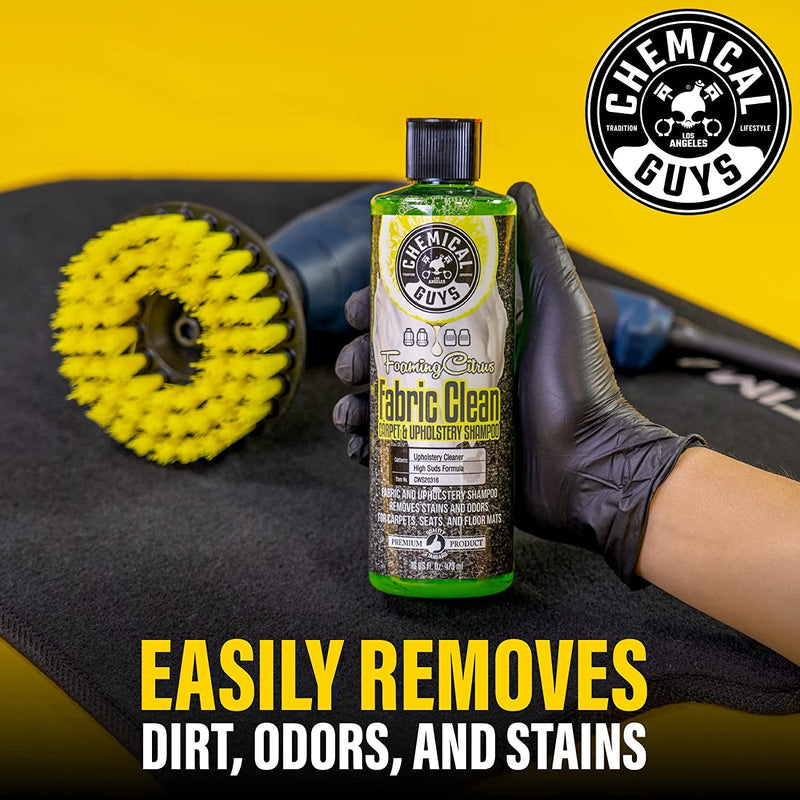 Chemical Guys CWS20316 Foaming Citrus Fabric Clean Carpet & Upholstery Cleaner (Car Carpets, Seats & Floor Mats), Safe for Cars, Home, Office, & More, 16 fl oz, Citrus Scent 16 Fl Oz (Pack of 1)