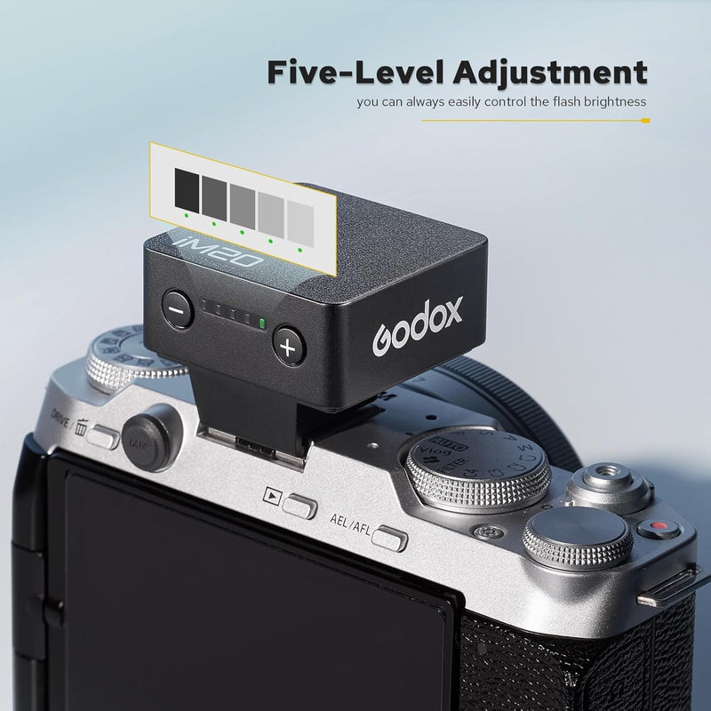 Godox Flash iM20 Mini Camera Flash - GN10/470 mAh/Type-c Charge/440 Full-Power Flashes/3s Recycle Times/5 Power Levels/Manual, Camera Flash for Sony zve10/Sony zv1/Sony a7iii/Fujifilm f1 etc.