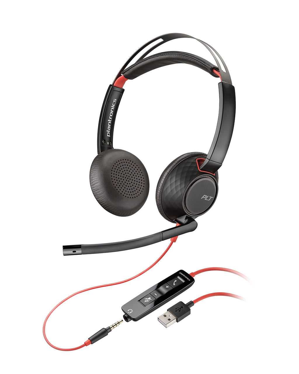 Poly - Blackwire 5220 USB-A Headset (Plantronics) - Wired, Dual Ear (Stereo) Computer Headset with Boom Mic - USB-A, 3.5 mm to connect to your PC, Mac, Tablet and/or Cell Phone 2018 Version (USB-A Only)