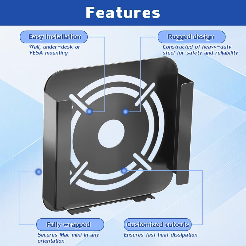 Mac mini M1 M2 Mount, Mac mini Mount Behind Monitor,for MacMini 2011 to 2023 M2 Pro,MacMini Under Desk SteelMount, Heat Dissipation Design Anti-Scratch,Wall MountPC Under DeskMount M1M2