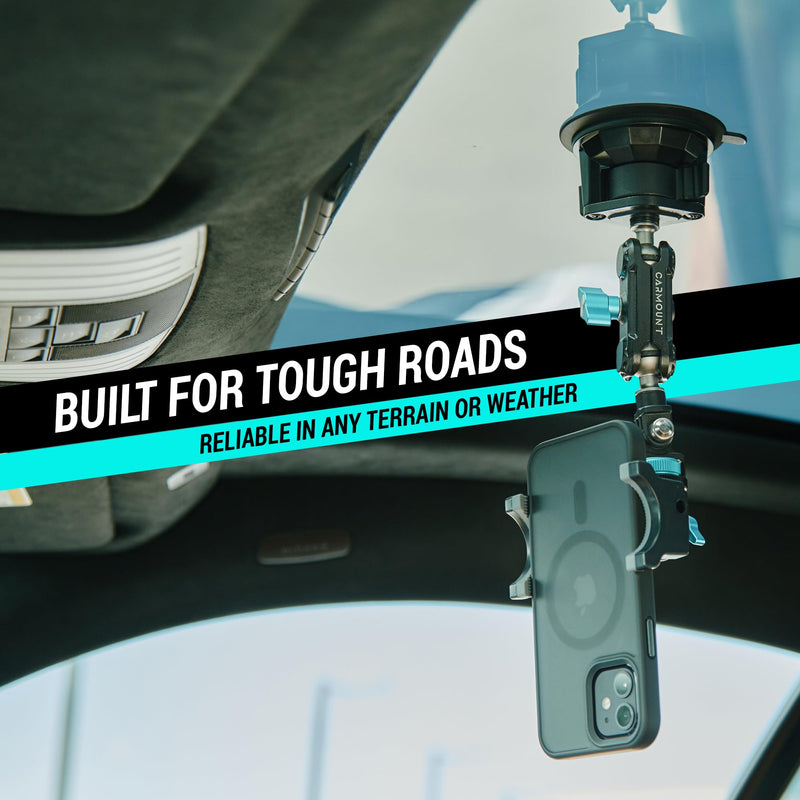 CARMOUNT TitanX100 Pro Heavy Duty Car Mount – Window Phone Mount & Windshield Mount Cell Phone Holder, Adjustable Suction Cup Phone Mount, Action Camera, iPhone, Android Phone Holder for Car & Truck
