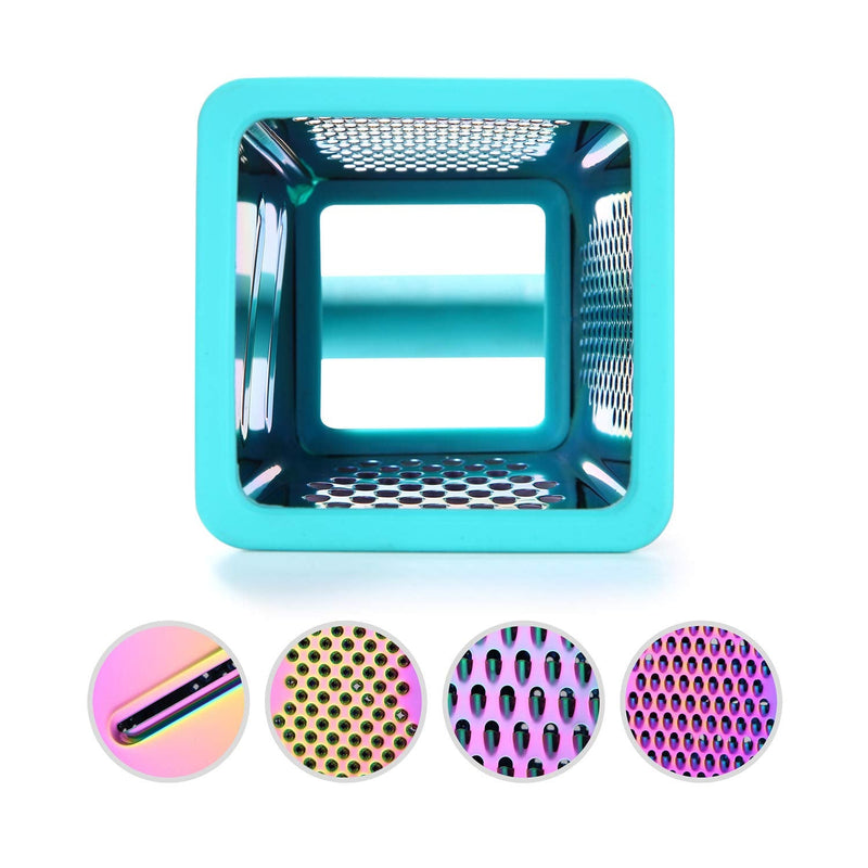Marco Almond® KYA57 Professional Rainbow Color Box Grater,Stainless Steel Grater with 4 Sides,Slicer 5 Piece Set, Potato,Cheese,Cucumber,Salad Vegetables Graters Peelers, Turquoise Stainless Steel 5-Piece