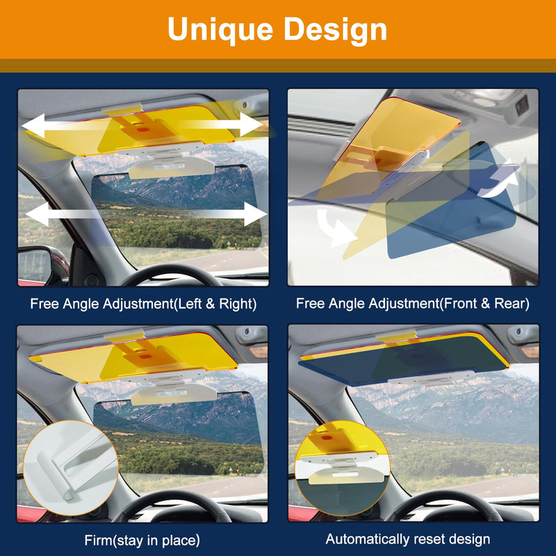 Sun Visor Extender for Car, Upgraded Anti-Glare Polarized Car Visor Extender Sun Blocker UV400, Universal Car Sun Visor Extension for Cars SUV Truck Grey&Yellow 02