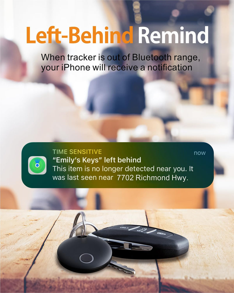 Reyke Smart Tag, Bluetooth Luggage Tracker. Works with Apple Find My (iOS Only), Item Locator for Key, Luggage, Backpack, Wallet, IP67 Waterproof, 2 Pack- Black