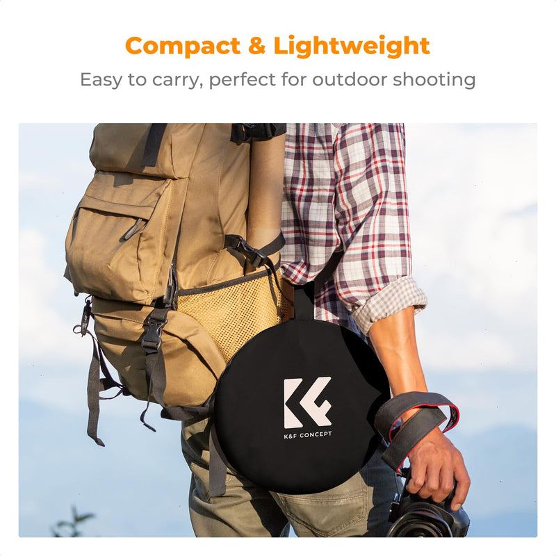 K&F CONCEPT 24" x36”(60x90cm) 5-in-1 Oval Foldable Reflector with Carrying Bag, Gold, Silver, Black, White Reflective Fabric and Translucent Soft Fabric for Studio Lighting 60x90cm