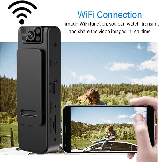 Hidden Body Camera HD 1080P Mini Body Came with Night Vision Wearable Camcorder with 180° Rotatable Lens and Sturdy Clips Small Video Recorder for Security, Indoor, Outdoor