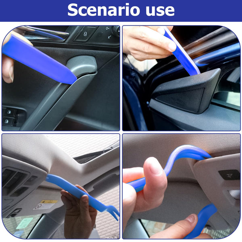 Trim Removal Tool for Auto, 5 Pcs Car Pry Tool Kit, Clip Fastener Remover Set for Panel Door Window, Plastic Installer for Vehicle Dashboard Radio Audio, Car Interior Removal Tools Blue