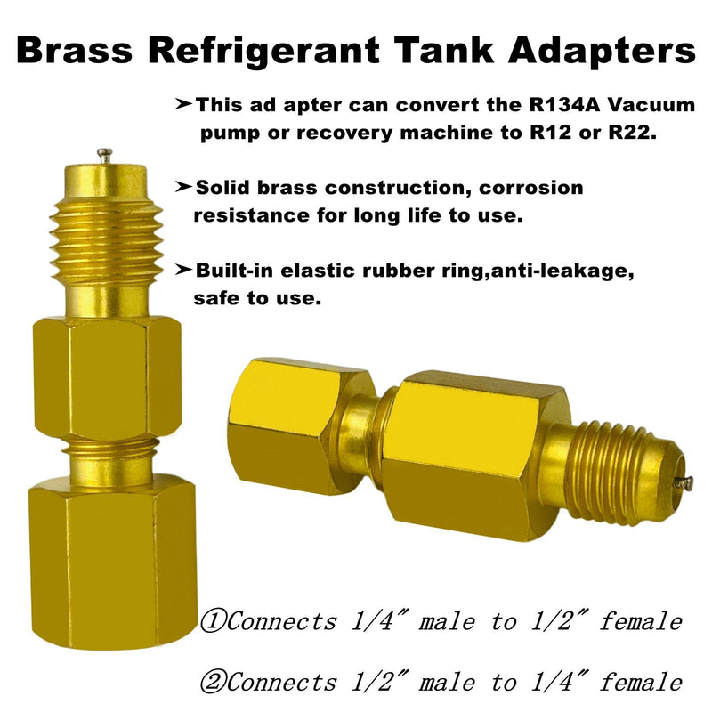 R410a Adapter for Mini Split System,5/16 Female SAE to 1/4 Male Flare,1/2’’ to 1/4’’ Refrigerant Tank Adapters for HVAC and Refrigeration Service (2 Straight + 2 Angled +2 Tank Adapters) 2 Straight + 2 Angled +2 Tank Adapters