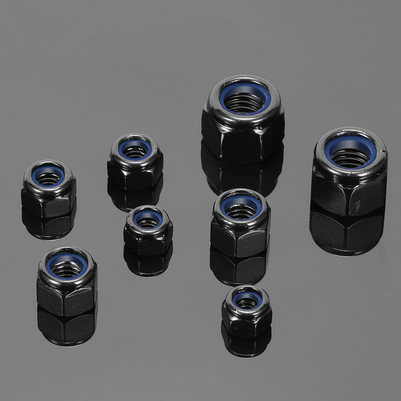 M10 x 1.5mm Nylon Insert Hex Lock Nuts 100Pcs 304 Stainless Steel Locknuts, Hex Drive, Black Oxide by SG TZH M10 100