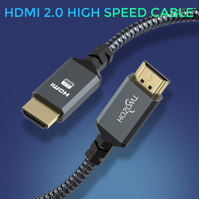 Twozoh 4K HDMI Cable 1M, High Speed 60HZ 18Gbps Braided HDMI to HDMI 2.0 Cable Compatible with PS5, PS3, PS4, PC, Projector, 4K UHD TV/HDTV, Xbox Braided HDMI 1 piece