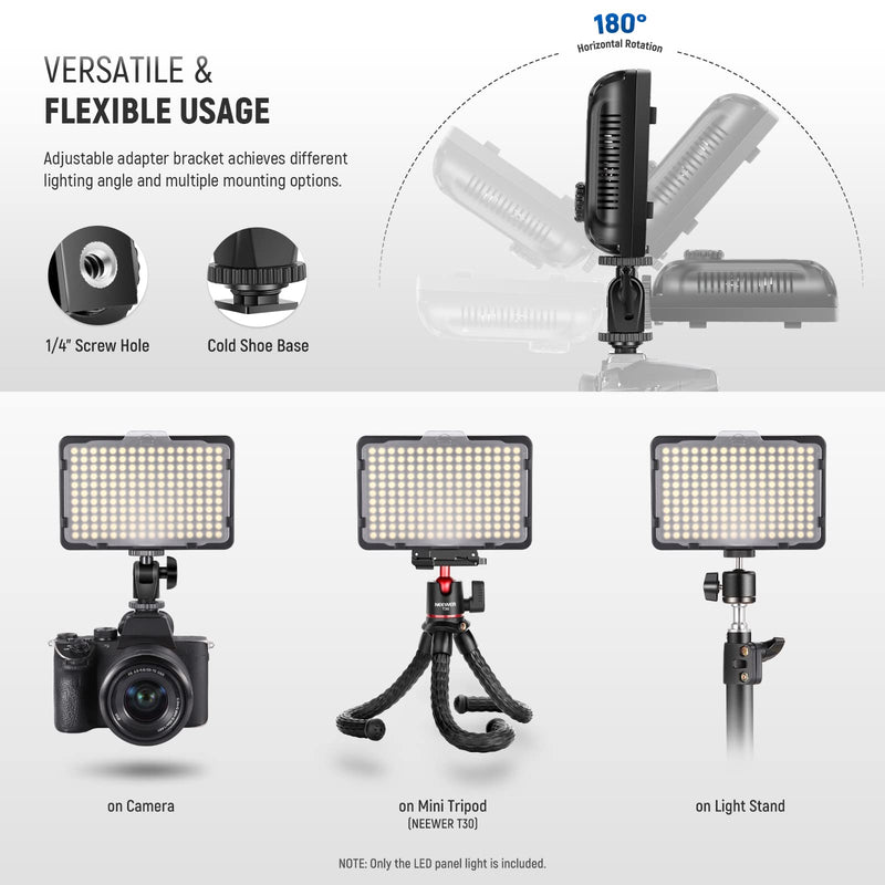 Neewer on Camera Video Light Photo Dimmable 176 LED Panel with 1/4" Thread for Canon, Nikon, Sony and Other DSLR Cameras, 5600K (Battery Not Included) PT-176S