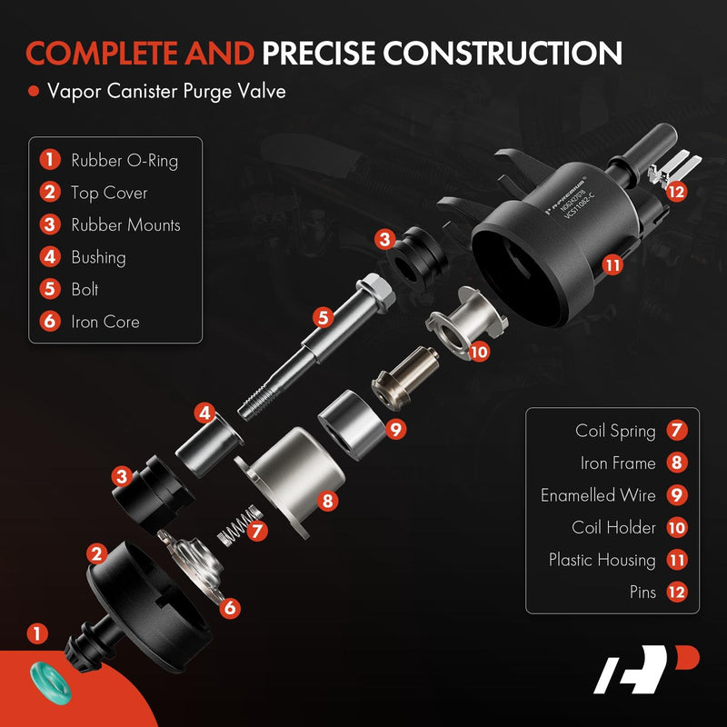 A-Premium Vapor Canister Purge Solenoid Valve Compatible with Chevrolet Equinox, Traverse, Impala, Camaro, Colorado, Volt & GMC Terrain, Acadia, Canyon & Buick Enclave, LaCrosse & Cadillac SRX, CTS