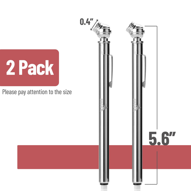 UNCO- Pencil Tire Pressure Gauge, 2 Pack, 10-75 PSI, Tire Gauges for Tire Pressure, Tire Gauge, Air Pressure Gauge for Tires, Air Gauge Tire Pressure, Car Tire Pressure Gauge, Tire Air Gauge Silver