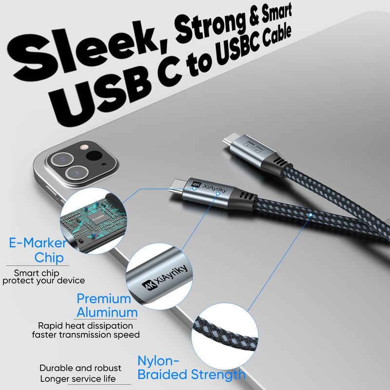 USB C to USB C Cable 10FT Long,Type-C Video Data Charging Cable (4K@144Hz, 20Gbps, 240W), USB 3.2 Gen 2 (Thunderbolt 3/4/5 Compatible) for Laptop,Phone, Monitor, Tablets, Docking, SSD,Camera Grey 1