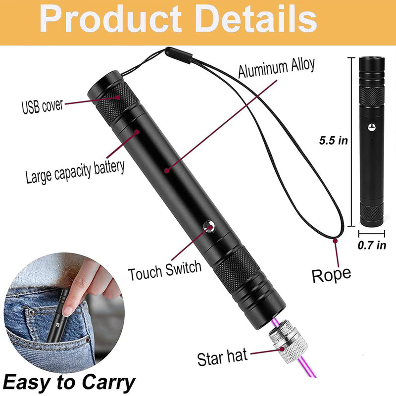 Purple Laser Pointer Indicator Light, Multiple Modes of cat Toy Pointer Teaching, Teaching Laser Pointer, USB Charging green