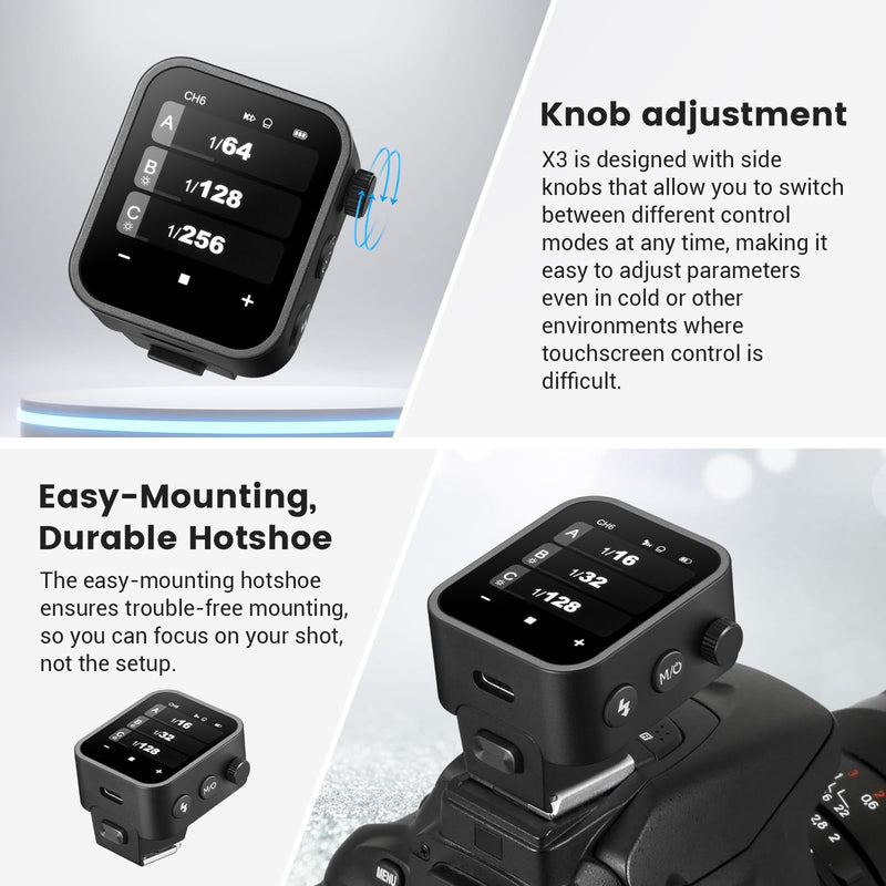 Godox X3-S Touchscreen TTL Wireless Flash Trigger for Sony Camera, 1/8000s HSS TTL TCM Function, Built-in Battery USB-C Charge Flash Transmitter Compatible with Sony A7IV A7C A7M3 A7R A7RIII
