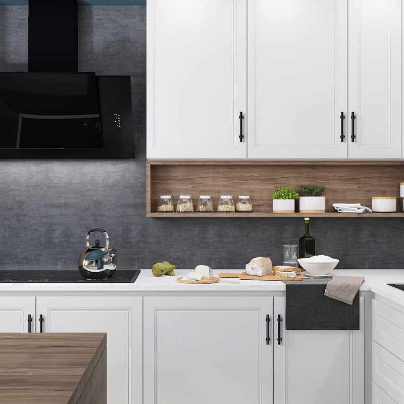 Black Cabinet Handles Black Cabinet Pulls 10 Pack 3-3/4 Inch Hole Center | Modern T-Bar Shape with Round Base, 6 Inch Overall Length, Easy Installation for Cabinets & Drawers