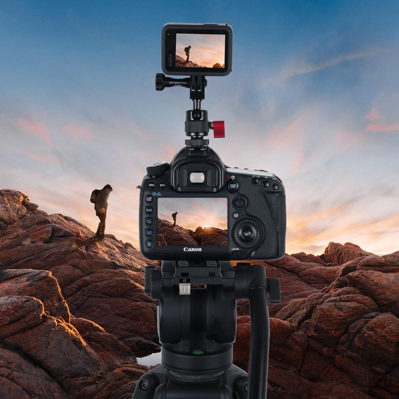 HSU Cold Shoe Mount Adapter, Aluminum 1/4”-20 Screw Hole 360° Rotation Camera Tripod Mount for GoPro Hero 13/12/11/10/9/8/7/DJI Osmo Action, Applicable for Tripod Selfie Stick and DSLR Camera Flash