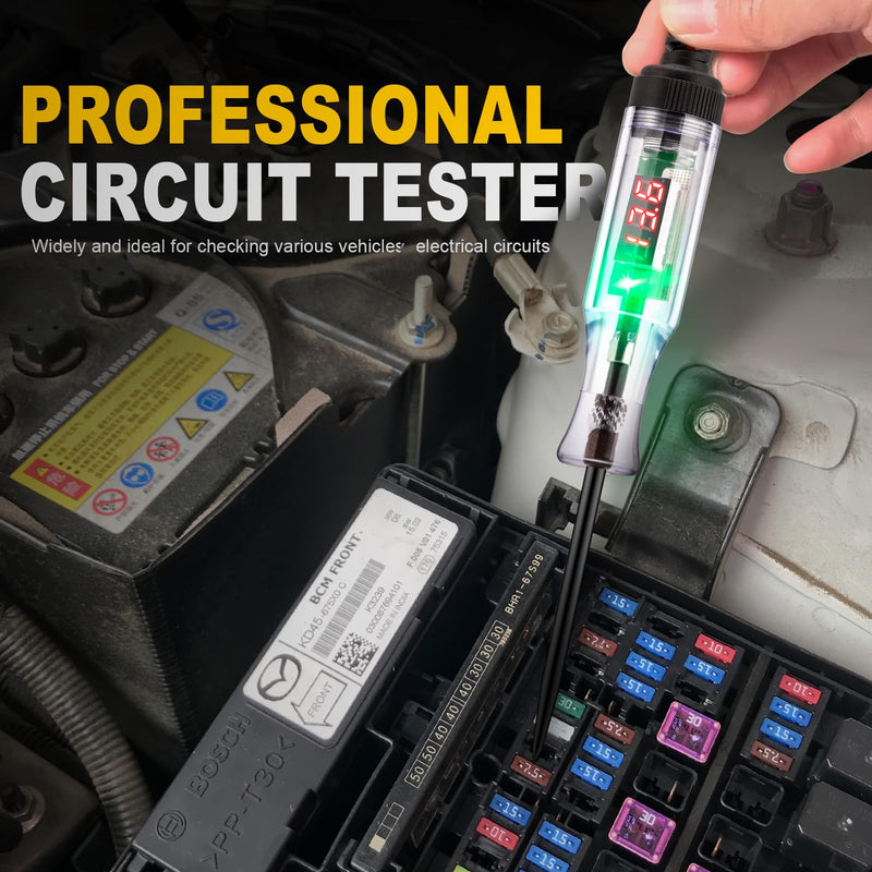 Automotive Test Light 5-90V Digital LED Circuit Tester with Voltage Display, Auto Bidirectional Light Tester, Electrical Voltage Tester with Extended Spring Wire & Probe for Car/RV/Vehicles Basic 90V LED Digital Display