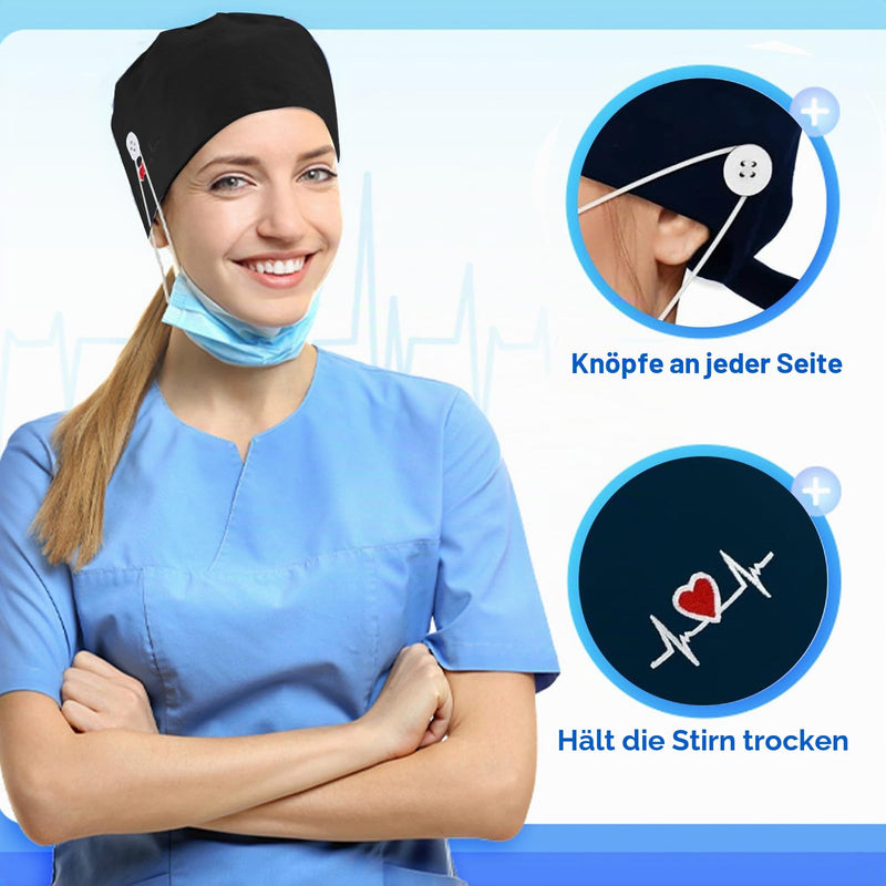 Women's Surgical Cap, Adjustable Button Closure, Surgical Cap, Pack of 2 | Sweat-wicking cotton unisex surgical cap for men and women, suitable for home, office and cosmetic studios