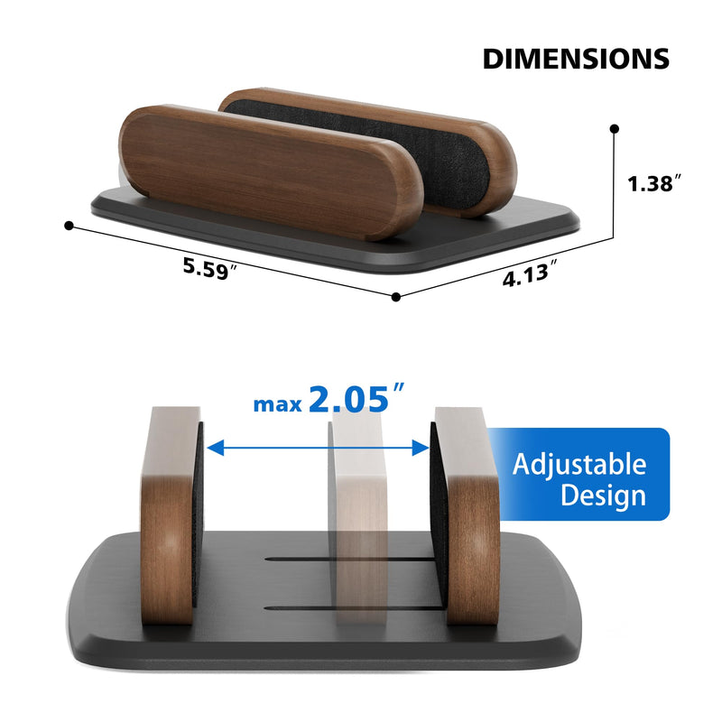 Mac mini Vertical Stand, Universal Aluminum & Wooden Desktop Holder for 2010-2024 M1/M2/M2 Pro/M4/M4 Pro, Cooling & Space-Saving Design