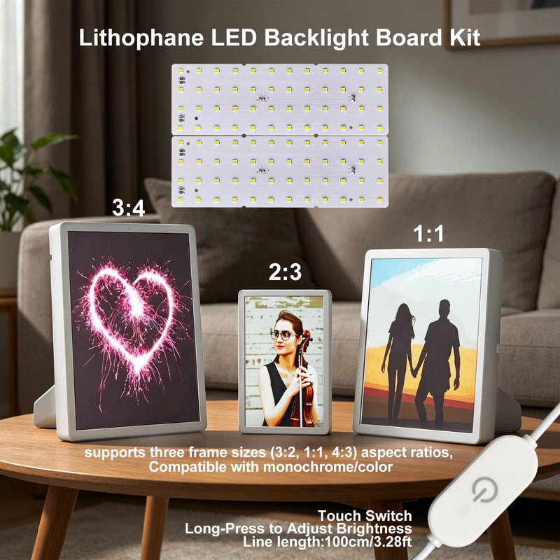 12PCS Lithophane LED Backlight Board Kit KC009 KC010 for Bambu Lab H2C/X1/P2S/A1 LED Light Board Backlights Makerworld Model Parts USB 3D Print Accessory Photo Model DIY Light Box 12 PCS Lithophane LED
