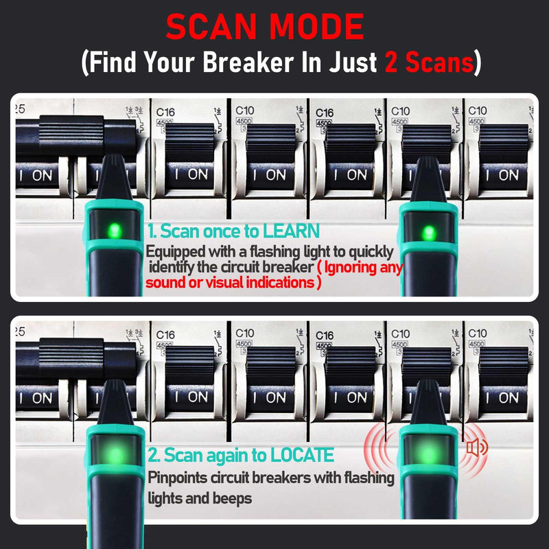 Xin Tester Digital AC Circuit Breaker Finder Tool with Integrated GFCI Outlet Tester, 90-120V NCV Electrical Circuit Tracer Automatically Scan Voltage Detector Electrician Tool XT-33A