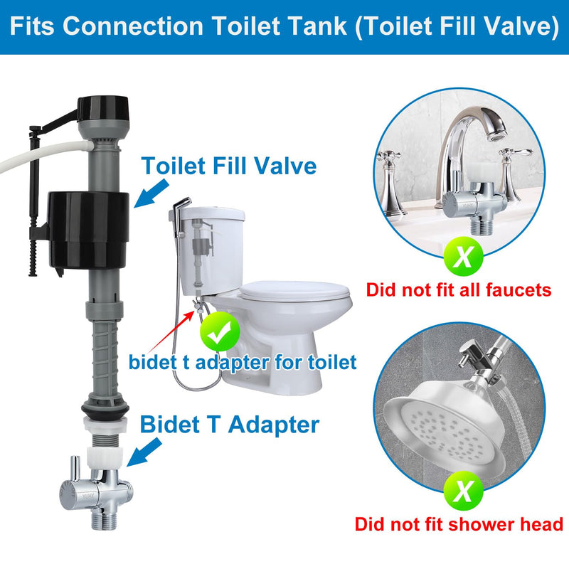 Brass Bidet T Adapter with Shut-Off Valve,3 Way 7/8 or 15/16 and 1/2 or 3/8,7/8" Metal T Valve for Bidet,Toilet Tee Connector Diverter Adaptor,Bidet Attachment for Toilet