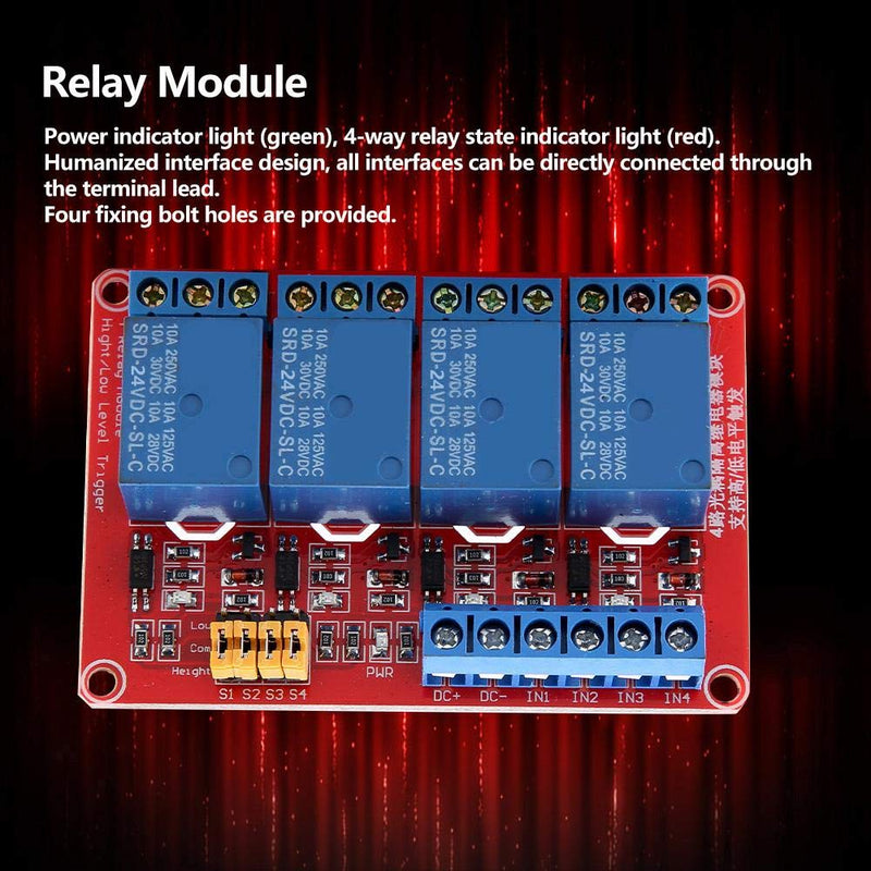 4-Channel Relay Module, Optocoupler Insulated, Industrial Robust, Compact IoT Enabled for Smart Home Automation, Industrial Control, Hobby Projects 24V