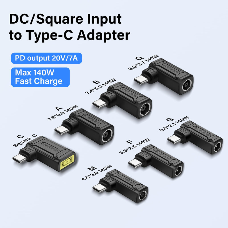 SinLoon PD 140W DC5521 to Type C Power Charging Adapter DC 5.5mm x 2.1mm Female Input to USB C Male Connector with PD Automatic Identification Chip,for Phone,Tablet,Laptop (DC5521 G)