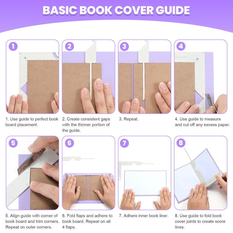 AGUZXTM 5-in-1 Book Cover Guide and Binding Kit - DIY Tool for Making Covers, Journals, Albums, Planners, Calendars - White (1) 1