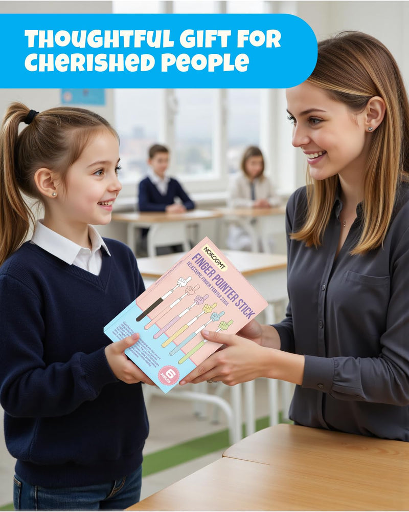 6PCS Finger Pointer Stick for Classroom – Extendable Teacher Pointer Stick and Pointer Finger Tool – Colorful Hand Pointer Stick for Presentations–Telescopic Pointer Stick–Classroom Essentials