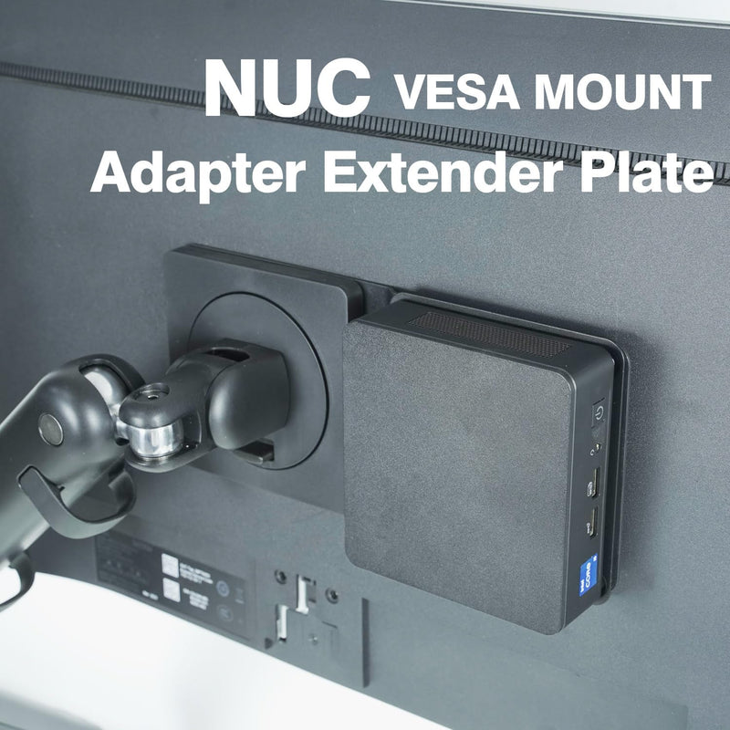 Monzlteck VESA Mount Adapter Plate for Mac mini M4 & NUC – Universal Extension Bracket for Mini PCs, Fits 75x75mm & 100x100mm VESA Monitor Arms, Securely Mount Small Computers Behind Display