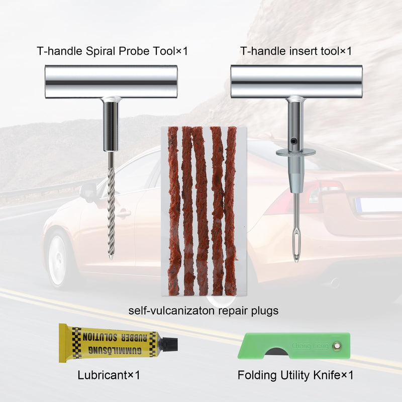 SINGARO Tire Repair Kit with Plugs, 9PC Flat Tire Puncture Repair, Tire Plug Kit Heavy Duty for Car, Jeep, Truck, Motorcycle, Tractor, ARB，ATV, SUV, RV