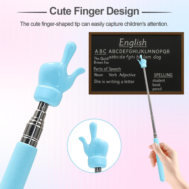 3Pcs Telescopic Teachers Pointer, Extendable Hand Pointer Finger Pointer Stick, Mini Retractable Classroom Pointer for Elementary School Kindergarten Teacher,Classroom Supplies (3 Colors) 3 Colors