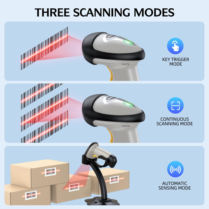 TEEMI Bluetooth Barcode Scanner with Optional Stand, 1d Laser Handheld Automatic Bar Code Reader for iPhone iPad Android Tablet PC, Mac OS X, Android, Windows 10 and iOS 14 (Stand Included) Stand Included