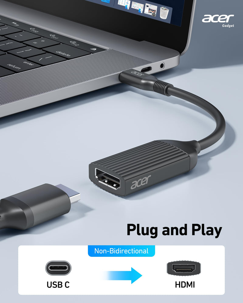 acer USB-C to HDMI Adapter 4K@60Hz, Thunderbolt 3/4 to HDMI Adapter, Type C HDMI Converter, Compatible with MacBook Pro/Air, iPhone 16 15 Pro/Max, iPad Pro/Air, Surface, Dell XPS, Chromebook, Black 1