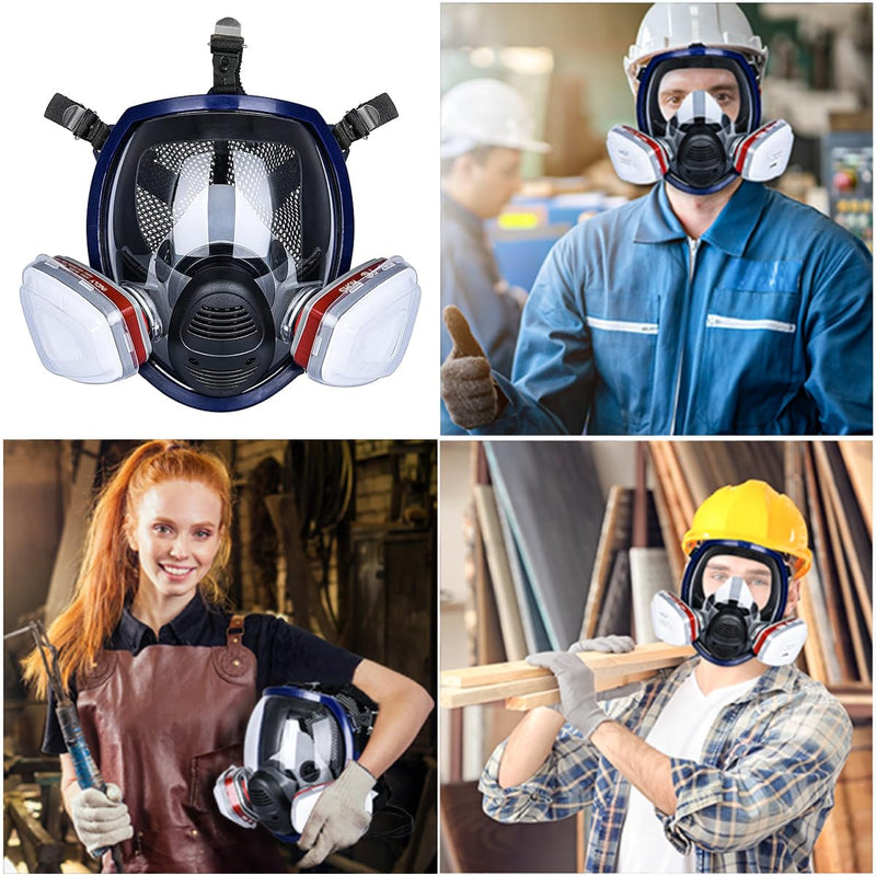 Respirator Mask Full Mask with 10 Filters, Full Face Mask, Dust Mask, Reusable Dust Mask for Sanding, Painting, Polishing, Fine Dust, Spraying, Chemicals, DIY RM78