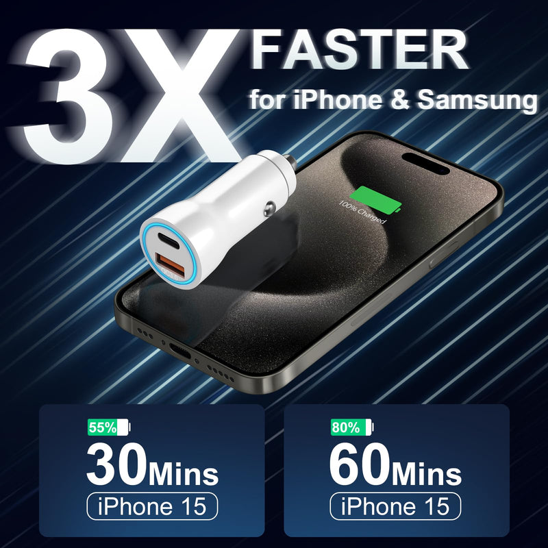 iPhone 15 Car Charger Fast Charging [Apple MFi Certified] 43W USB C Car Charger Adapter with 6FT USB C to USB C Cable for iPhone 15/15 Plus/15 Pro/15 Pro Max,iPad Pro/Air/Mini,Samsung Galaxy
