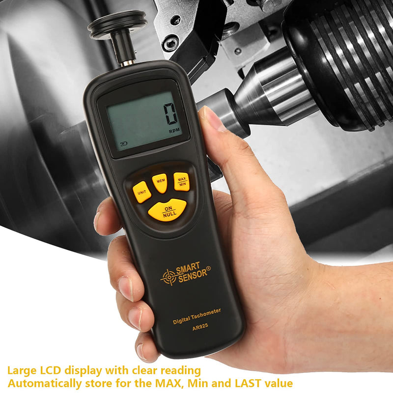 Smart Sensor Digital Tachometer, 0.5~19999 Digital Tachometer Contact Speed Digital Photo Tachometer with LCD Backlight, Digital Hand Tachometer