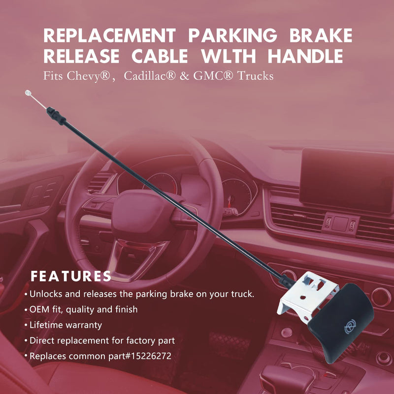 BACKVOLT Parking Brake Release Cable with Handle-Compatible with Chevrolet, GMC, Silverado, Suburban, Sierra, Avalanche, Yukon, Denali, Replace 924-305 15226272